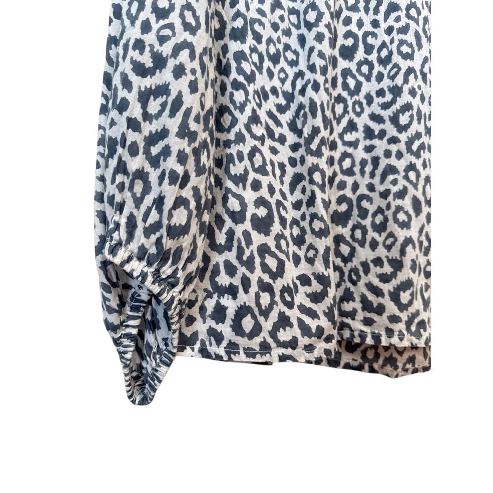 EMERSON FRY INDIA COLLECTION Bardot Top Charcoal Leopard Organic Blouse Sz Small - Picture 7 of 11